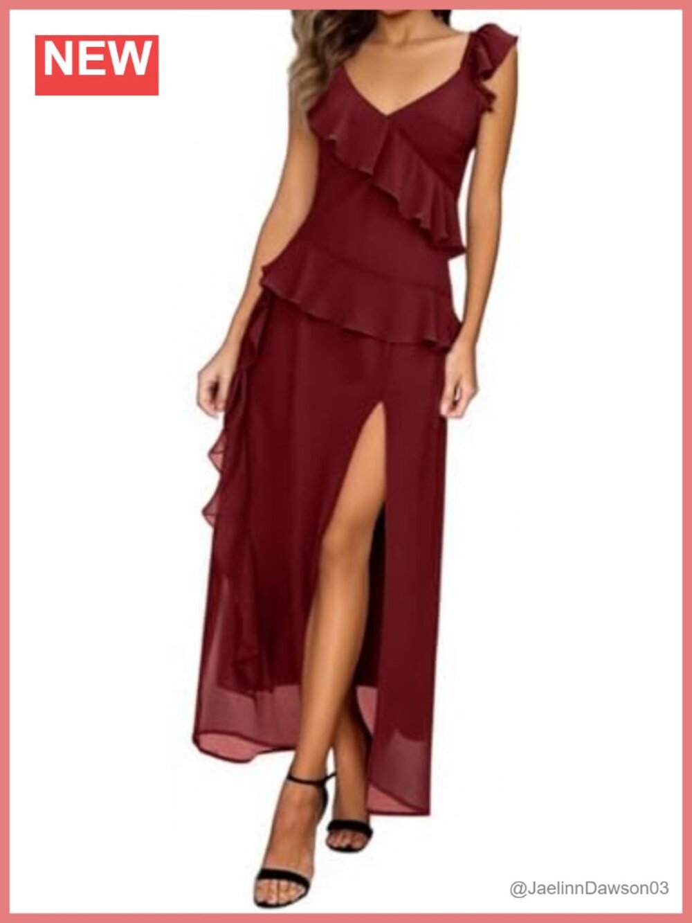Ruffle Spaghetti Strap Maxi Dress Sleeveless Flowy Long Party Wedding Guest